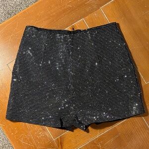 Black Sequin Women's Shorts